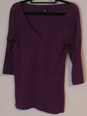 JACOB Deep Purple V-Neck 3/4 Long Sleeve Top - size medium